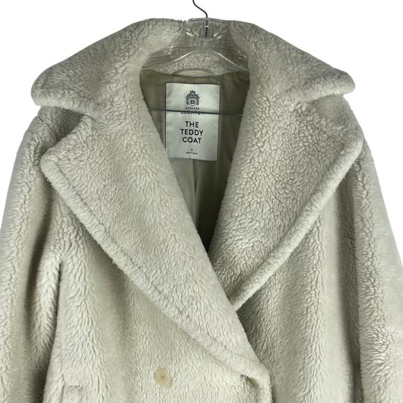 Aritzia Babaton Wool Double Breasted Short Teddy Coat Cream White Size 2 - Picture 5 of 11